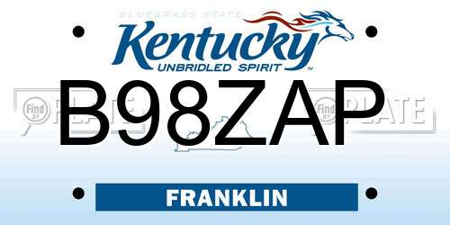 B98ZAP Kentucky License Plate