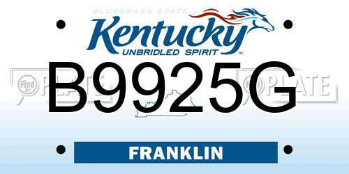 B9925G Kentucky License Plate