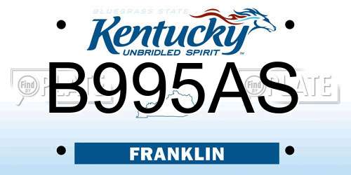 B995AS Kentucky License Plate