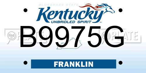B9975G Kentucky License Plate