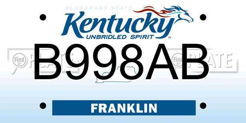 B998AB Kentucky License Plate