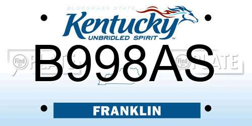 B998AS Kentucky License Plate