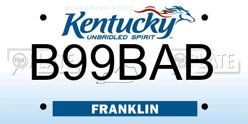 B99BAB Kentucky License Plate