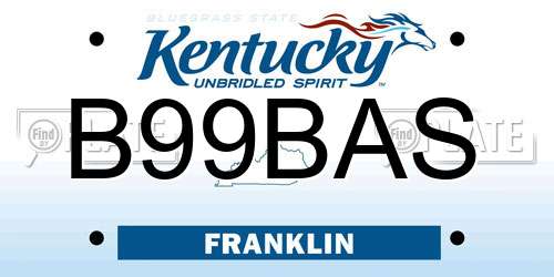 B99BAS Kentucky License Plate