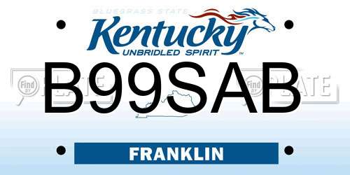 B99SAB Kentucky License Plate