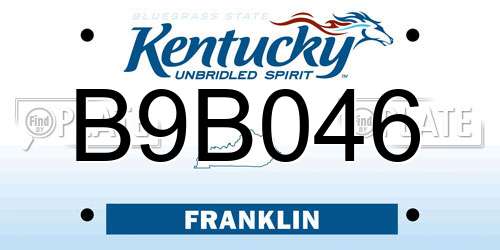B9B046 Kentucky License Plate