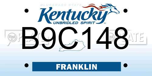 B9C148 Kentucky License Plate