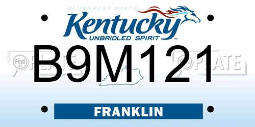 B9M121 Kentucky License Plate