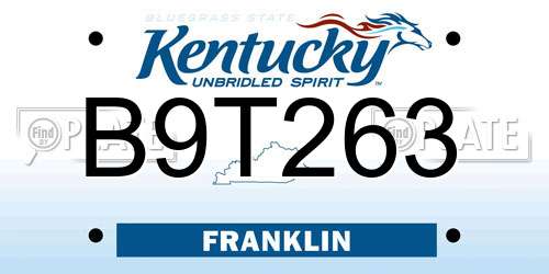 B9T263 Kentucky License Plate