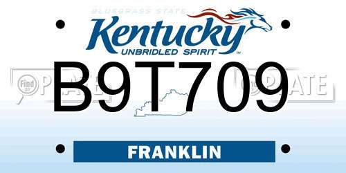 B9T709 Kentucky License Plate