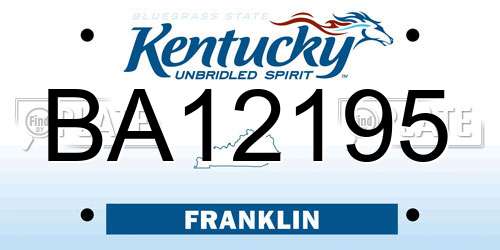 BA12195 Kentucky License Plate