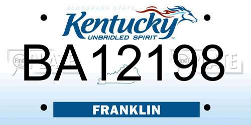 BA12198 Kentucky License Plate