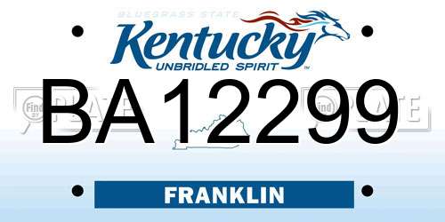 BA12299 Kentucky License Plate
