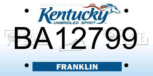 BA12799 Kentucky License Plate