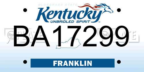 BA17299 Kentucky License Plate