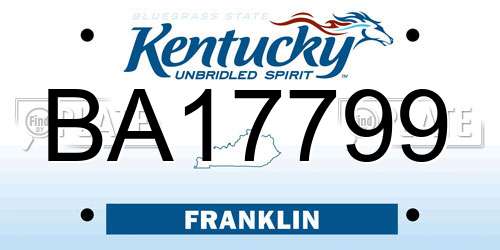 BA17799 Kentucky License Plate