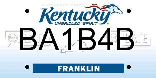 BA1B4B Kentucky License Plate