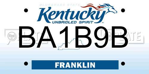 BA1B9B Kentucky License Plate
