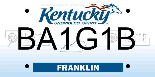 BA1G1B Kentucky License Plate