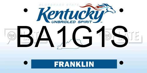 BA1G1S Kentucky License Plate