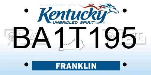 BA1T195 Kentucky License Plate
