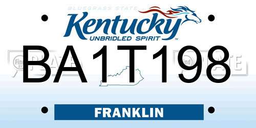 BA1T198 Kentucky License Plate