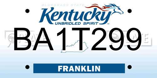 BA1T299 Kentucky License Plate