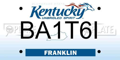 BA1T6I Kentucky License Plate