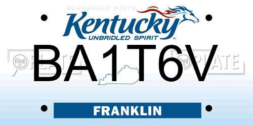 BA1T6V Kentucky License Plate