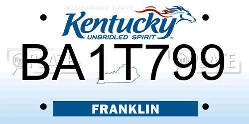 BA1T799 Kentucky License Plate