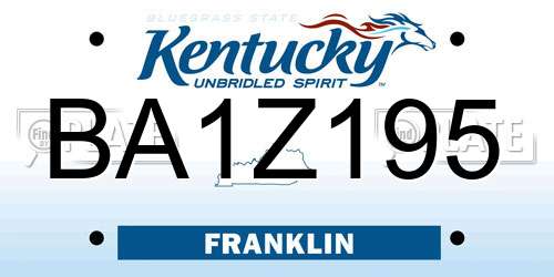 BA1Z195 Kentucky License Plate