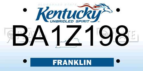 BA1Z198 Kentucky License Plate