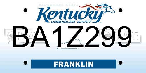 BA1Z299 Kentucky License Plate