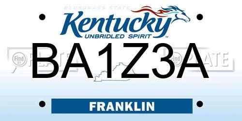 BA1Z3A Kentucky License Plate