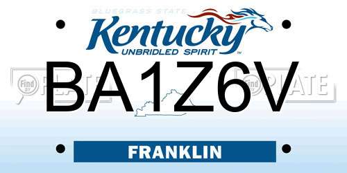BA1Z6V Kentucky License Plate