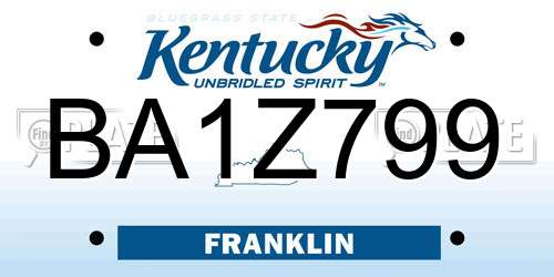 BA1Z799 Kentucky License Plate