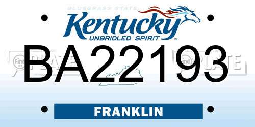 BA22193 Kentucky License Plate