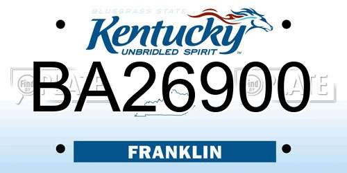 BA26900 Kentucky License Plate