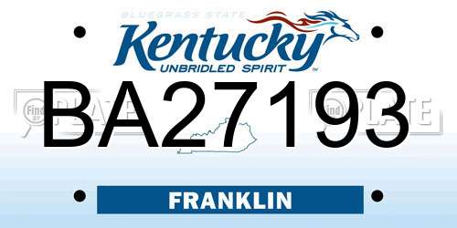BA27193 Kentucky License Plate