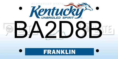 BA2D8B Kentucky License Plate