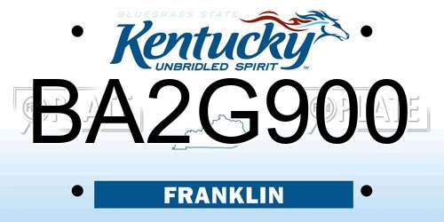 BA2G900 Kentucky License Plate
