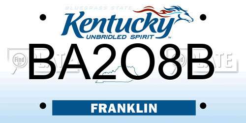 BA2O8B Kentucky License Plate
