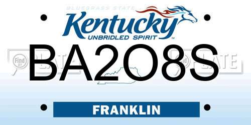 BA2O8S Kentucky License Plate