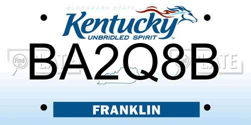 BA2Q8B Kentucky License Plate
