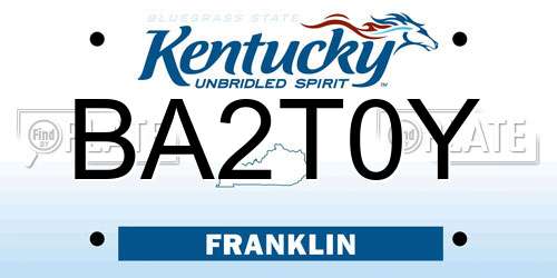 BA2T0Y Kentucky License Plate