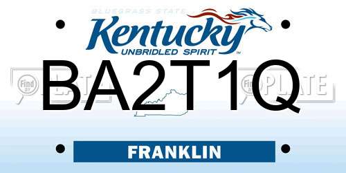 BA2T1Q Kentucky License Plate