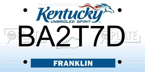 BA2T7D Kentucky License Plate
