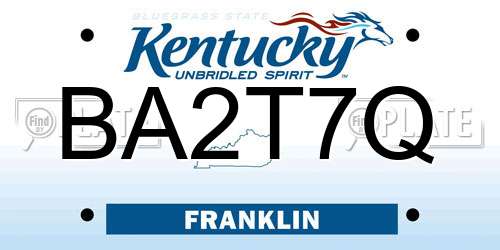 BA2T7Q Kentucky License Plate