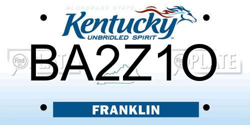 BA2Z1O Kentucky License Plate