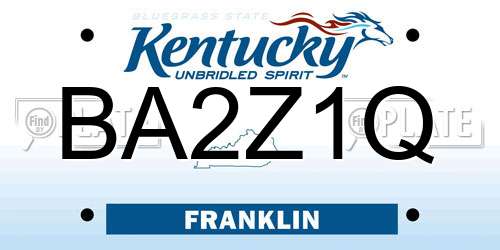 BA2Z1Q Kentucky License Plate